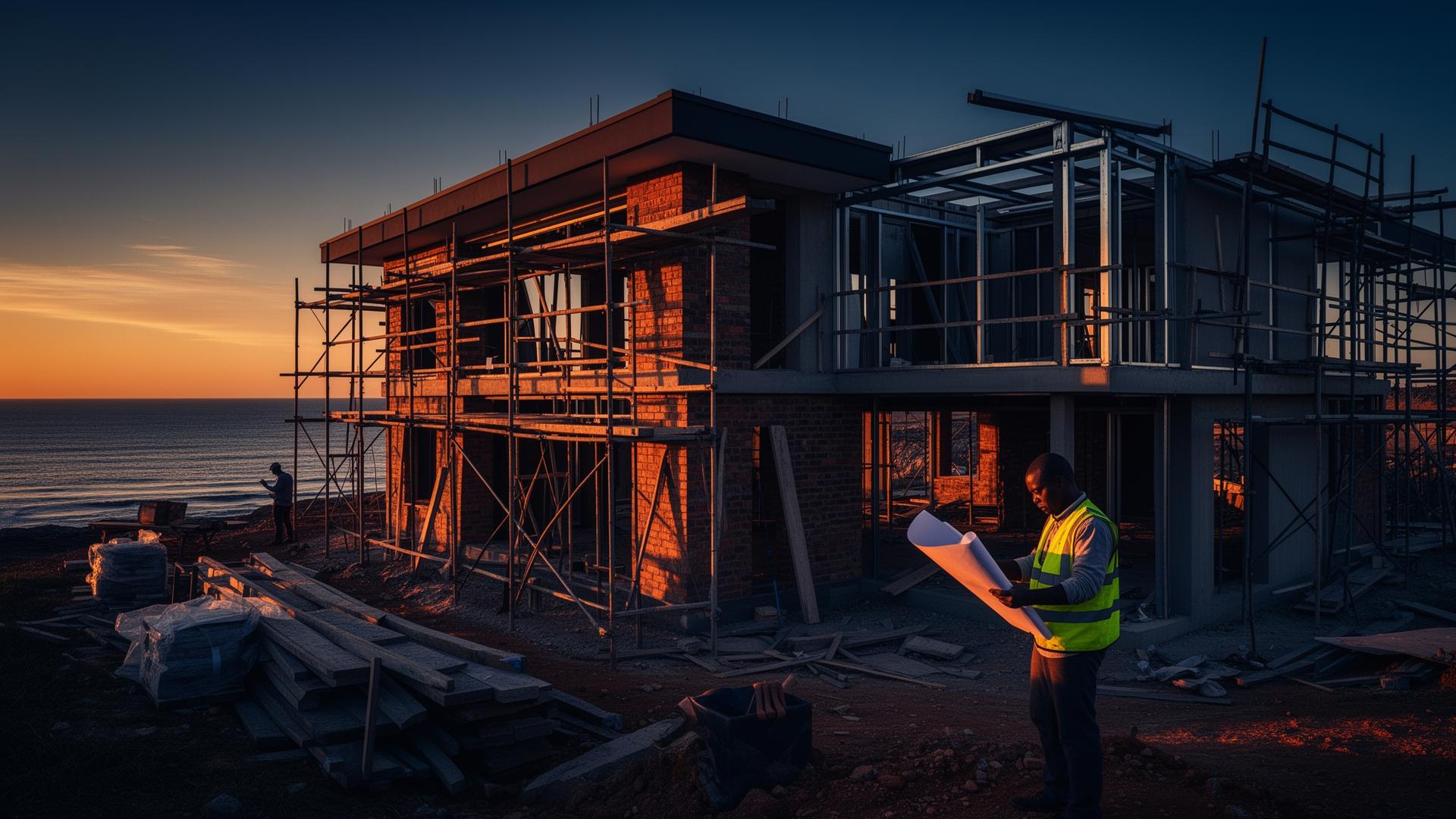 BuildNett construction site at sunset